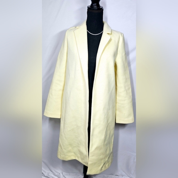 Small Zara Yellow Cream Open-Front Trench Coat - Picture 1 of 5